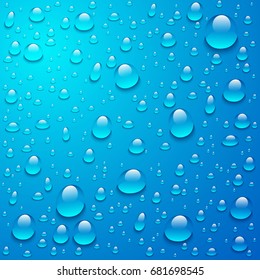 blue Drops of water on a transparent background. Vector. art