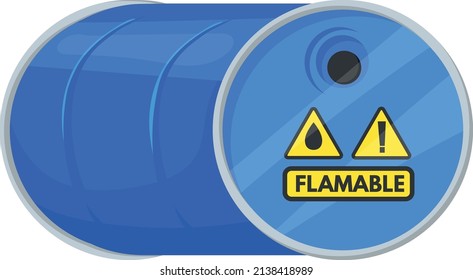 Blue drum container with flammable liquid. Gasoline barrel isolated on white background