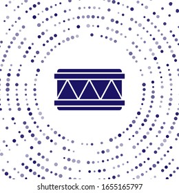 Blue Drum icon isolated on white background. Music sign. Musical instrument symbol. Abstract circle random dots. Vector Illustration