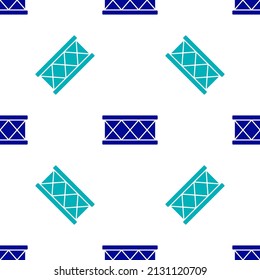 Blaues Trommelsymbol einzeln auf weißem Hintergrund. Musikzeichen. Symbol für Musikinstrumente.  Vektorgrafik