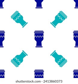 Blue Drum icon isolated seamless pattern on white background. Music sign. Musical instrument symbol.  Vector