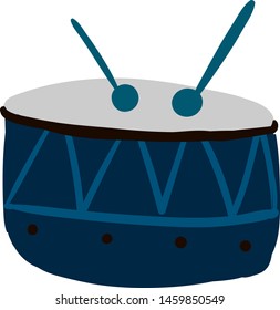 Blue drum, illustration, vector on white background.