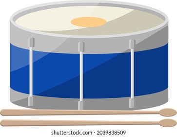 Blue drum, illustration, vector on white background.