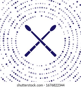 Blue Drum sticks icon isolated on white background. Musical instrument. Abstract circle random dots. Vector Illustration