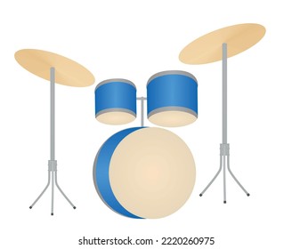 Blue  drums set. vector illustration