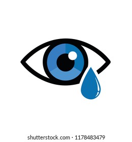 blue dry eye with eye drop icon vector illustration