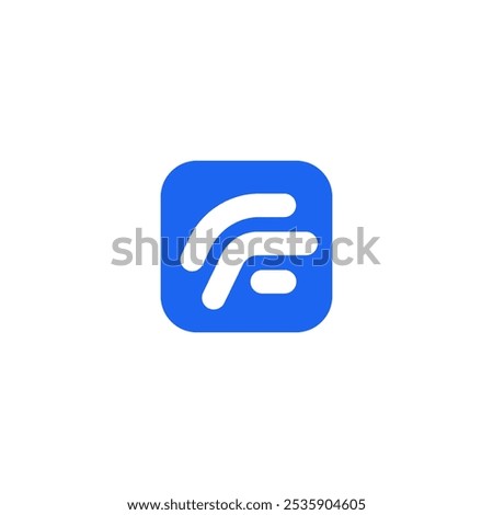 Blue Dual F Letter in Rounded Square App Logo Design Vector