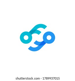 Intercambio de bloqueo de doble llave azul con vectores de diseño de logotipo de F Letter Business Finance