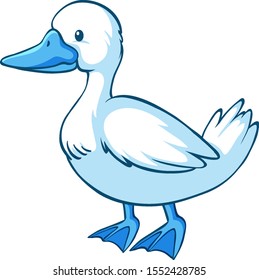 Blue duck on white background illustration