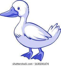Blue duck on white background illustration