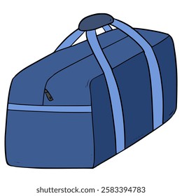 blue duffle bag illustration hand drawn isolated vector