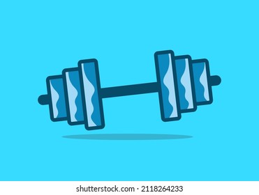 Blue dumbbell or barbell flat illustration design