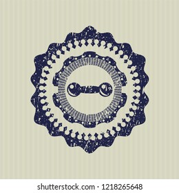 Blue dumbbell icon inside distress rubber texture