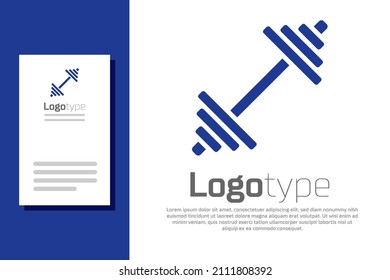 Blue Dumbbell icon isolated on white background. Muscle lifting icon, fitness barbell, gym, sports equipment, exercise bumbbell. Logo design template element. Vector