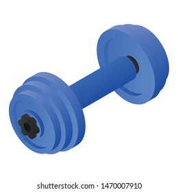 Blue dumbbell icon. Isometric of blue dumbbell vector icon for web design isolated on white background