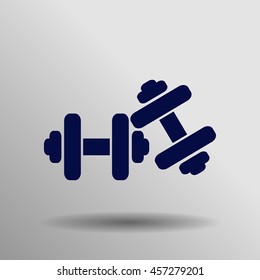 blue Dumbbell Icon on the gray background