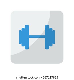 Blue Dumbbell icon on grey rounded square button on white