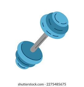 Blue dummbell concept. Sports equipment for girls, strengthening muscles. Fitness, workout and training. Inventory for gym and home exercises. Cartoon flat vector illustration