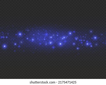Blue dust sparks and star shine with special light, blur Christmas sparkl light effect, sparkling magic dust particles on transparent background, shine lights, sparkle, bokeh effect, glare, vector