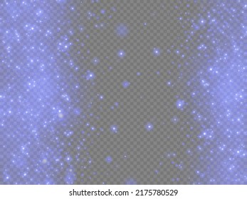 Blue dust sparks and star shine with special light, blur Christmas sparkl light effect, sparkling magic dust particles on transparent background, shine lights, sparkle, bokeh effect, glare, vector