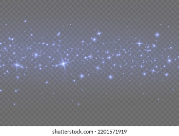 Blue dust. Yellow sparks shine light effect. Vector sparkles on a transparent background. Christmas abstract smoke and wind pattern. Shiny fairy dust particles with smoke and star in yellow color.