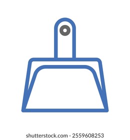 Blue dustpan icon. Concept of cleanliness, cleaning, and housekeeping.