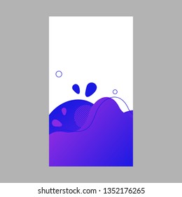 Blue dynamic abstract fluid social media background. Wavy bubble web banner, screen, mobile app colorful design. Flowing liquid gradient shapes. Geometric social network stories theme template