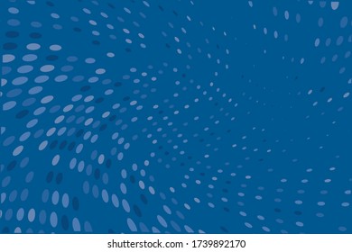 Blue dynamic background. Pattern of dotted lines, circles of different scale. Futuristic pattern. Monochrome backdrop to create backgrounds, templates, posters in a modern minimalist style
