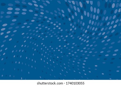 Blue dynamic background. Pattern of dotted lines, circles of different scale. Futuristic pattern. Monochrome backdrop to create backgrounds, templates, posters in a modern minimalist style