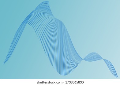 Blue dynamic background with twisted wavy lines for banners, Wallpapers, business cards, and screensavers. Horizontal layout..  Vector illustration. 