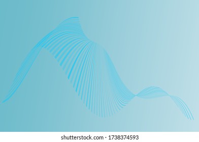 Blue dynamic background with twisted wavy lines for banners, Wallpapers, business cards, and screensavers. Horizontal layout..  Vector illustration. 