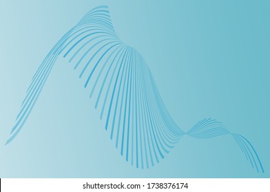 Blue dynamic background with twisted wavy lines for banners, Wallpapers, business cards, and screensavers. Horizontal layout..  Vector illustration. 