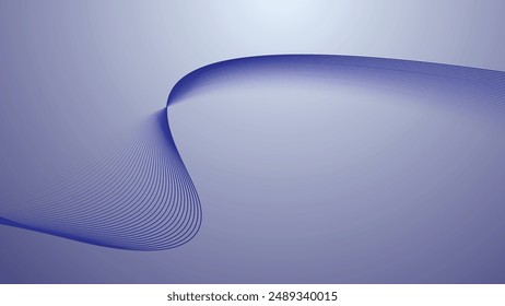 Blue dynamic curve line abstract background vector image for backdrop or presentation