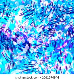 Blue dynamic seamless texture. Motion particles. Splatter pattern. Abstract vector background for web page, banners backdrop, fabric, home decor, wrapping
