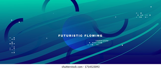 Blue Dynamic Wave. Fluid Abstract Elements. Vivid Futuristic Shapes. 