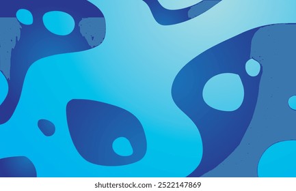 Blue dynamic wavy liquid shapes abstract background