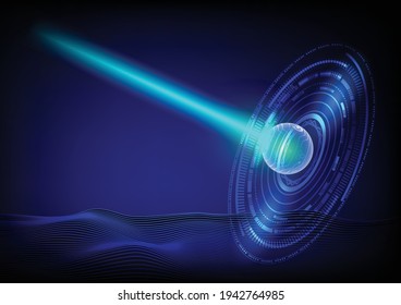Blue dynamics wave background and Hi-technology circuit ball in circuit ring