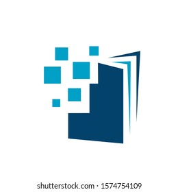 blue e book logo design vector. Sign of Electronic Book Library icon symbol