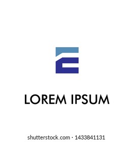 blue E  initial letter for business name logo  company