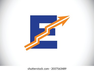 Blue E Logo with Upward Trending Arrow Symbolizes Growth and Progress