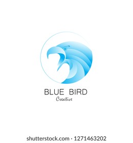 blue eagle bird angry logo shape with gradient and golden ratio for business , company , e-sport - vector