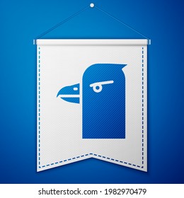Blue Eagle head icon isolated on blue background. White pennant template. Vector Illustration