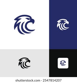 Blue Eagle Head Logo Designs Modern Simple Minimalist