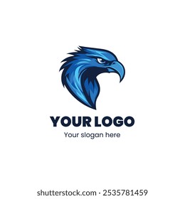 "Blue Eagle Head Mascot Logo for Branding and Sports Identity"


