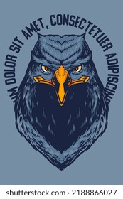 blue eagle head mascot poster vector illustration cartoon style