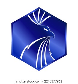Blue Eagle hexagon logo badge emblem vector design