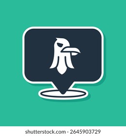 Blue Eagle icon isolated on green background. American Presidential symbol.  Vector