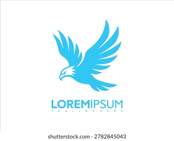 Blue eagle logo with text lorem ipsum and tagline on white background