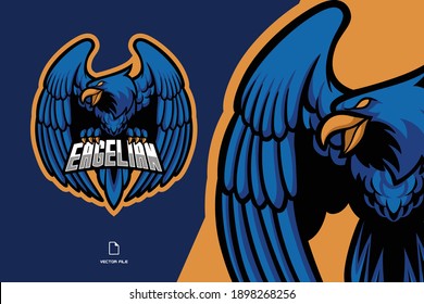 blue eagle mascot esport game logo illustration for gaming team