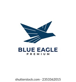 
Blaues Adler-Maskottchen-Logo einzeln auf weißem Hintergrund